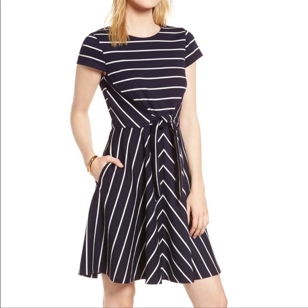 Nordstrom Fit & Flare Navy Striped Dress